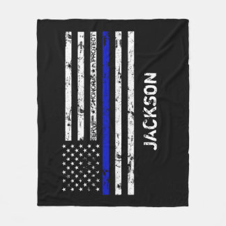 Serve. Honour. Protect Thin Blue Line Flag Fleece Blanket