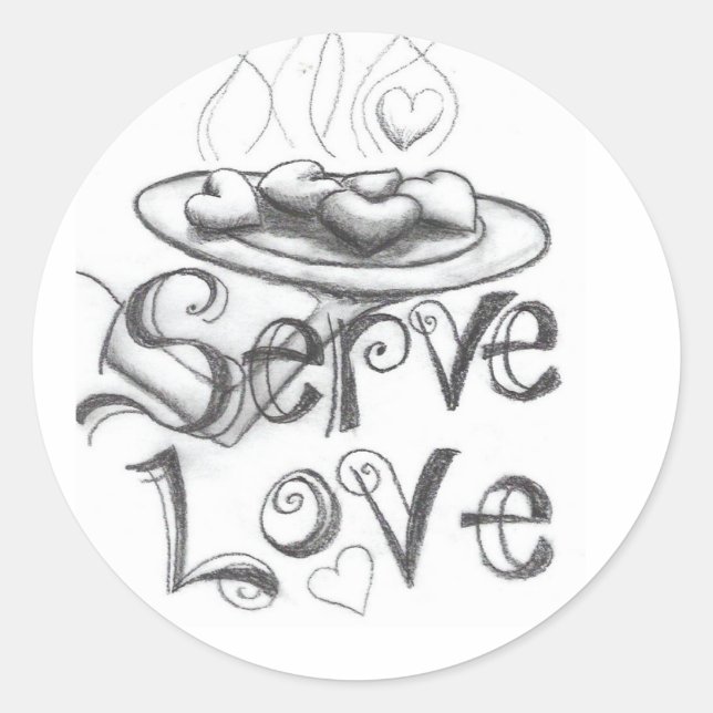 serve love classic round sticker (Front)