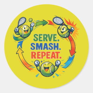 Serve Smash Repeat Funny Tennis Quote Sticker