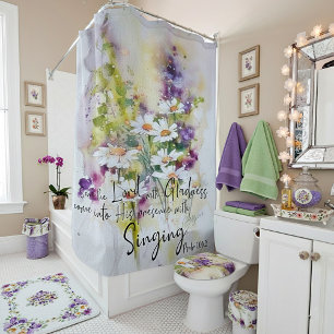 Serve the Lord with gladness floral  Shower Curtain