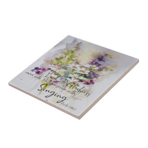 Serve the Lord with gladness floral Tile