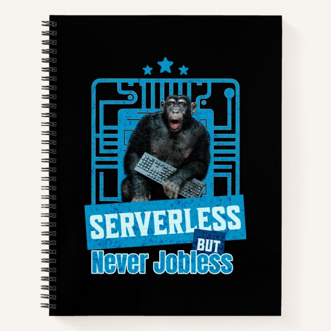 Serverless Funny Monkey Developer Humour Notebook (Front)