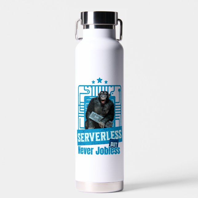 Serverless Funny Monkey Developer Humour Water Bottle (Front)