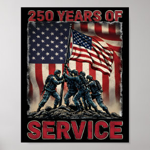 Service 250 Years 1776-2026 250th Birthday Poster