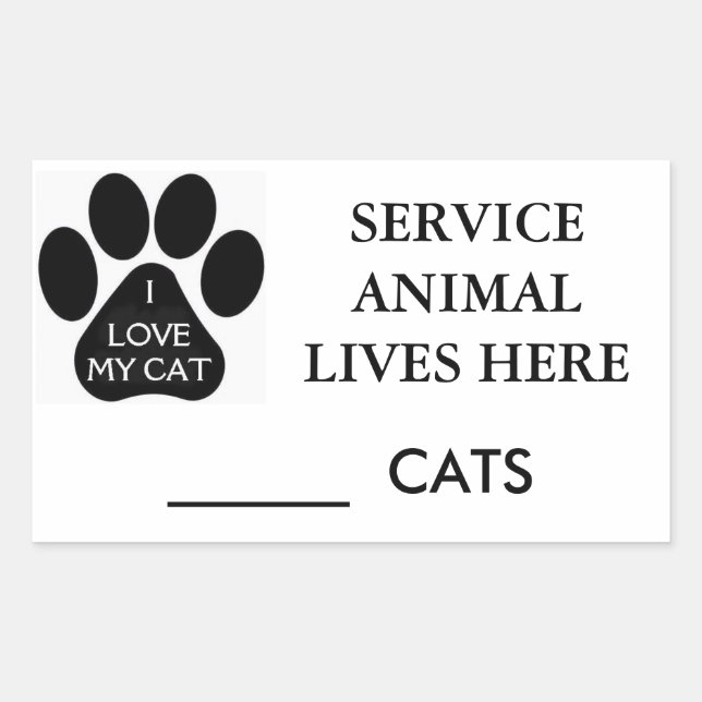Service Animal Rectangular Sticker (Front)