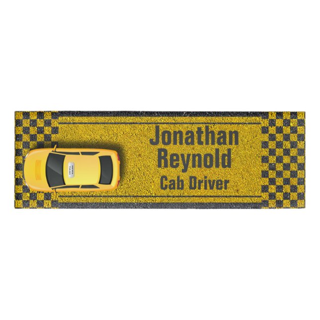 Service Cab Driver Business Yellow Taxi Name Tag (Front)