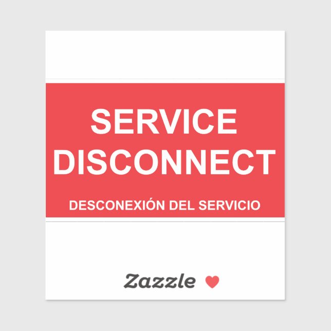 Service Disconnect Label with Spanish Subtitles (Sheet)
