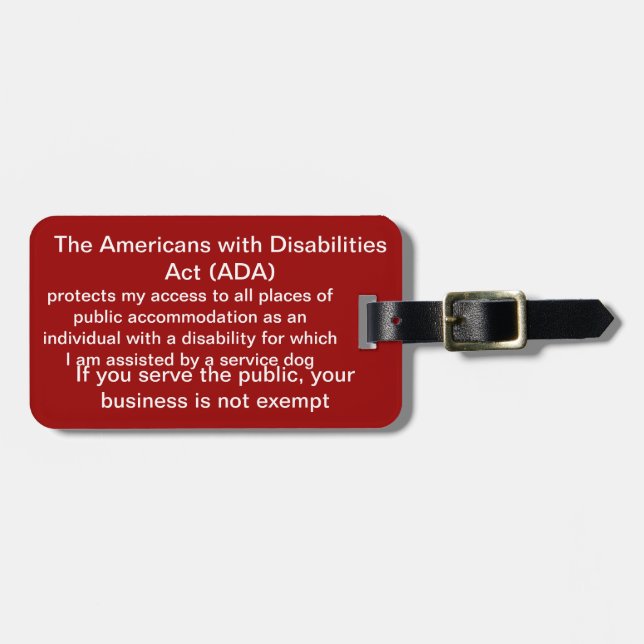 Service dog ADA Customisable law tag (Front Horizontal)
