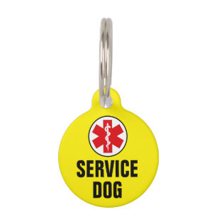 Service Dog Animal Medical Alert Symbol Yellow Pet Tag