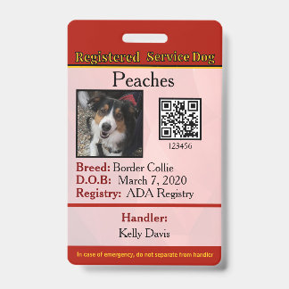 Service Dog Canada vertical Badge ID Badge