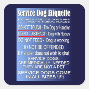 Service Dog Etiquette Square Sticker