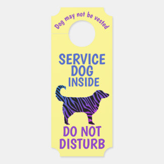 Service Dog Hotel Room Door Hanger yellow
