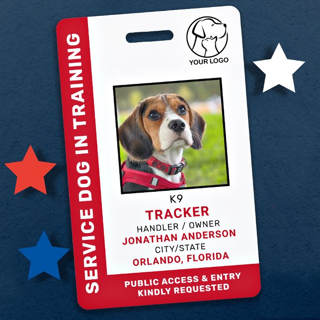 Service Dog In Training ID Custom Logo Photo Badge (Creator Uploaded)