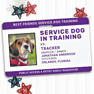 Service Dog In Training Personalised Photo ID ID Badge