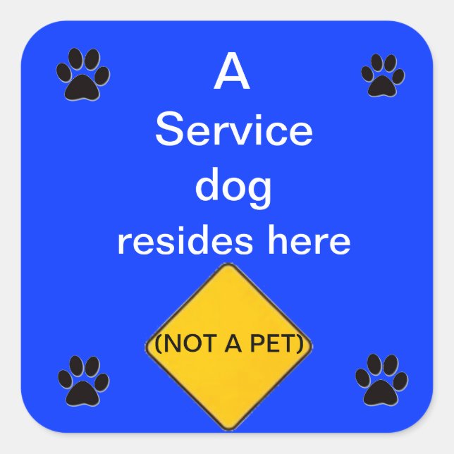 Service dog lives here blue sticker (Front)