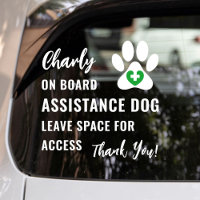 Service Dog on Board Green Medical Logo Car