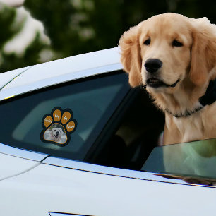 Service Dog On Board Paw Print Photo Orange Black  Window Cling