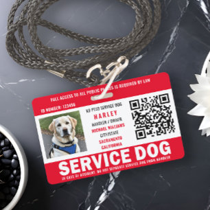 Service Dog Photo ID QR Code ID Badge