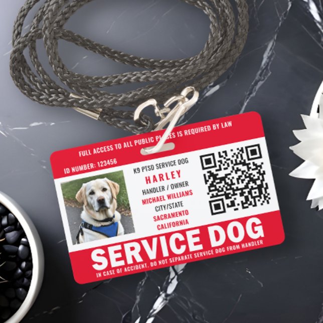 Service Dog Photo ID QR Code ID Badge (Creator Uploaded)