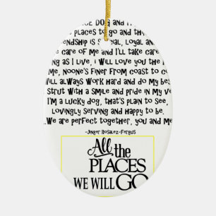 Service dog poem FNL BACK yellow Ceramic Tree Decoration