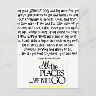 Service dog poem FNL BACK yellow Postcard