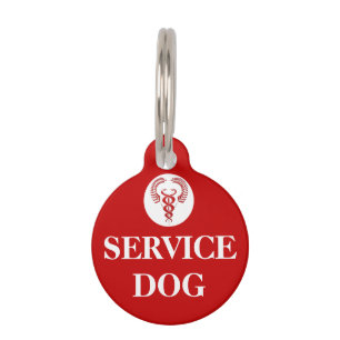 Service dog red caduceus pet tag