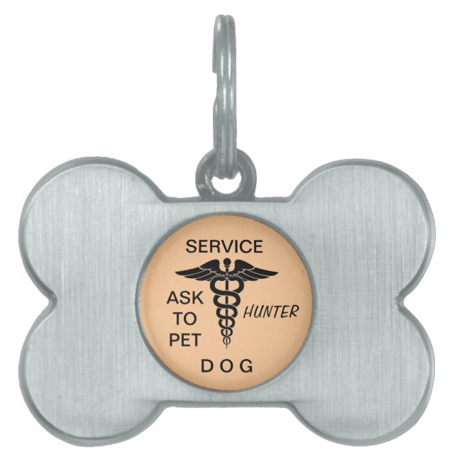 SERVICE DOG YOU NAME PET TAG (Front)