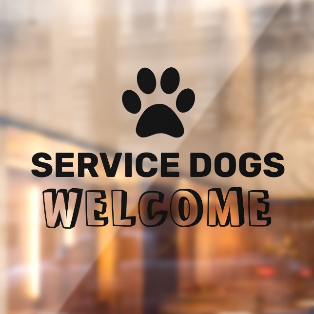 Service Dogs Welcome Business Glass Window Cling (Sheet 2)