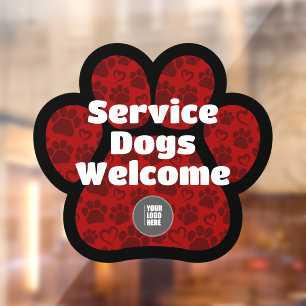 Service Dogs Welcome Pet PawPrint Custom Logo Window Cling