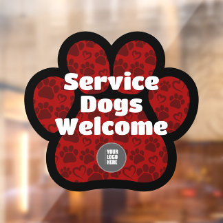 Service Dogs Welcome Pet PawPrint Custom Logo Window Cling