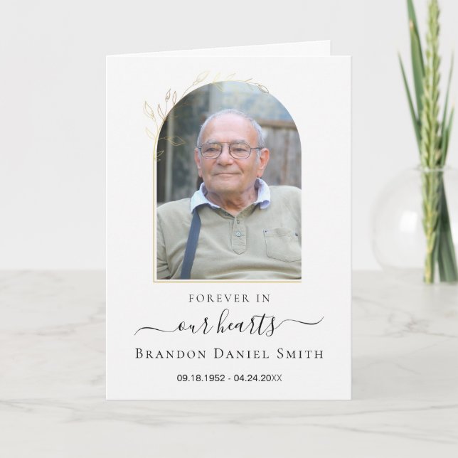 Service Funeral Obituary with Photo Thank You Card (Front)