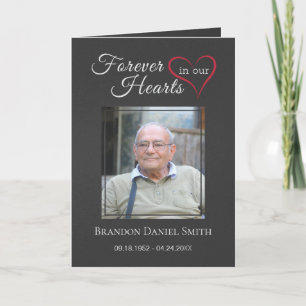 Service Funeral Obituary with Photo Thank You Card