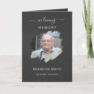 Service Funeral Obituary with Photo Thank You Card