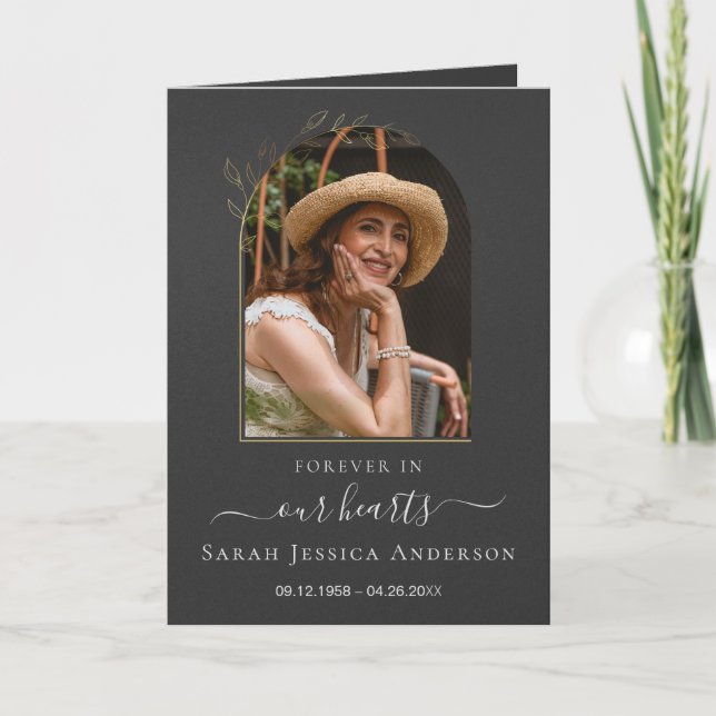 Service Funeral Obituary with Photo Thank You Card (Front)