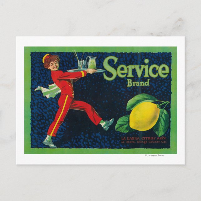 Service Lemon LabelLa Habra, CA Postcard (Front)