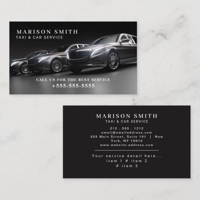 Service Luxury Transportation  Business Card (Front/Back)