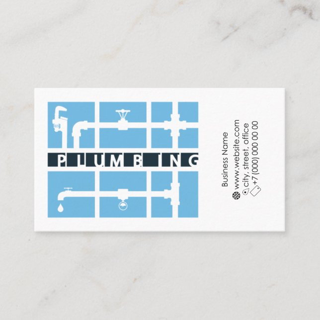 Service maintenance and repair of plumbing busines business card (Front)