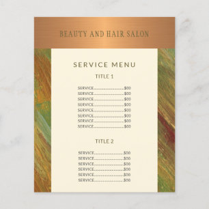 Service menu promotional modern beauty salon