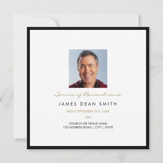 Service of Remembrance Memorial Photo Funeral Invitation (Front)