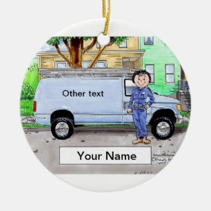 Service Van, Blue - Female Ceramic Tree Decoration