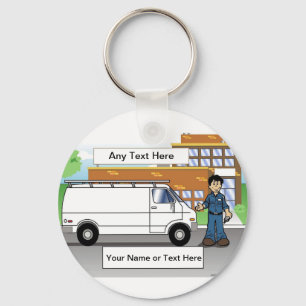 Service Van white Cartoon by PrintedPerfection.com Key Ring