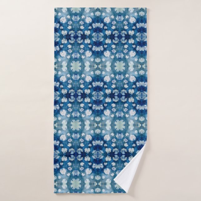  Serviette de plage fleurie Cyanotype -  Bath Towel (Bath Towel)