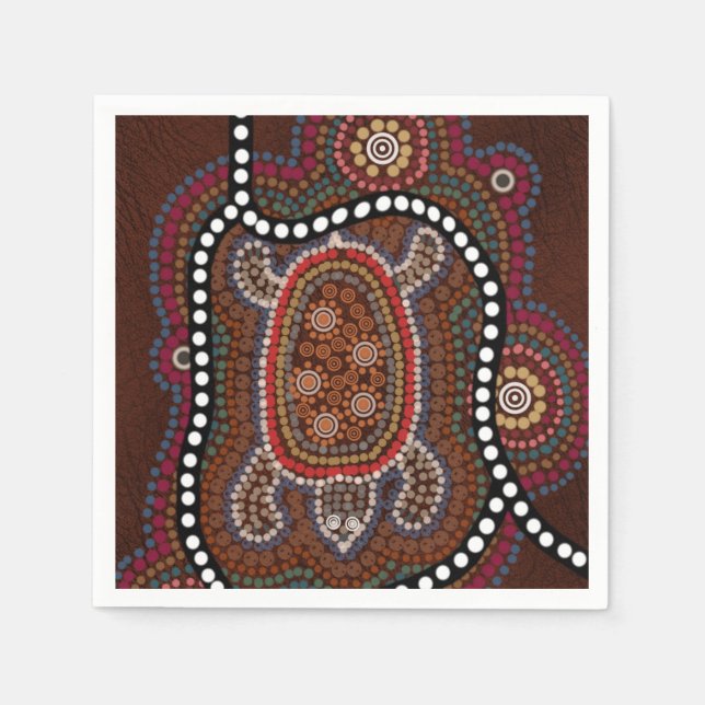 Serviettes with Aboriginal style turtle Napkin (Front)