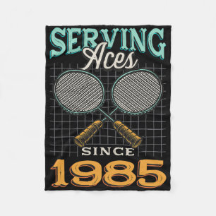 Serving Aces Since 1985 Badminton Lover 40th Birth Fleece Blanket