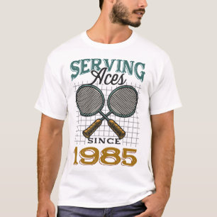 Serving Aces Since 1985 Badminton Lover 40th Birth T-Shirt