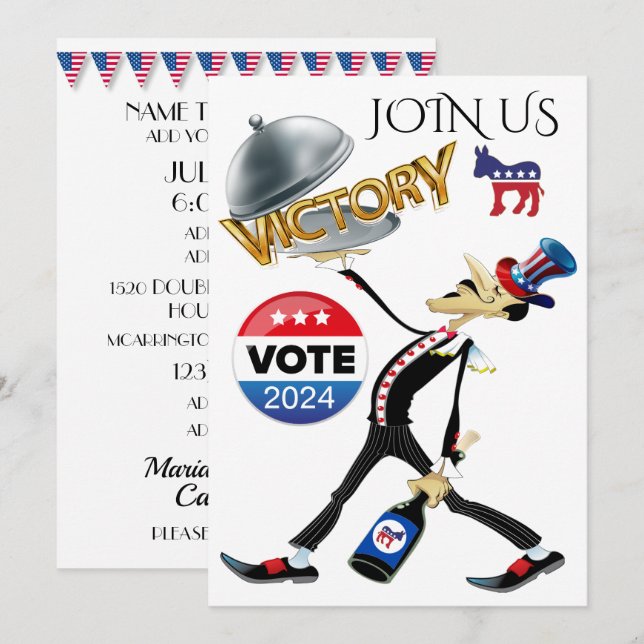 Serving Election Victory Democrat Version Invitation (Front/Back)