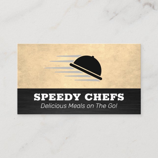 Serving Plater Moving | Catering and Food Services Business Card (Front)
