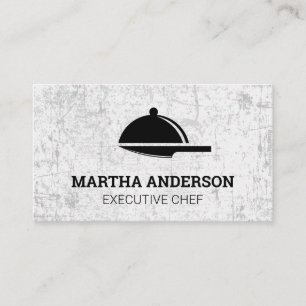 Serving Platter Knife Logo   Grunge Business Card