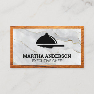 Serving Platter Knife Logo   Marble Wood Business Card