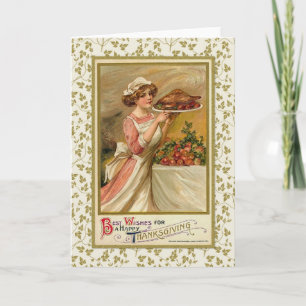 Serving Thanksgiving Dinner Holiday Card